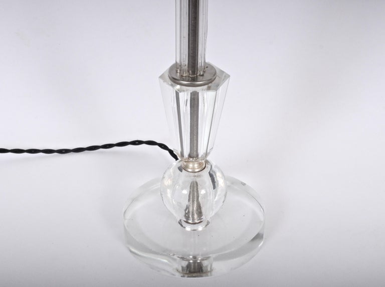 Tall Pair of 1940's Crystal Candlestick Bedside Lamps with Crystal Ball