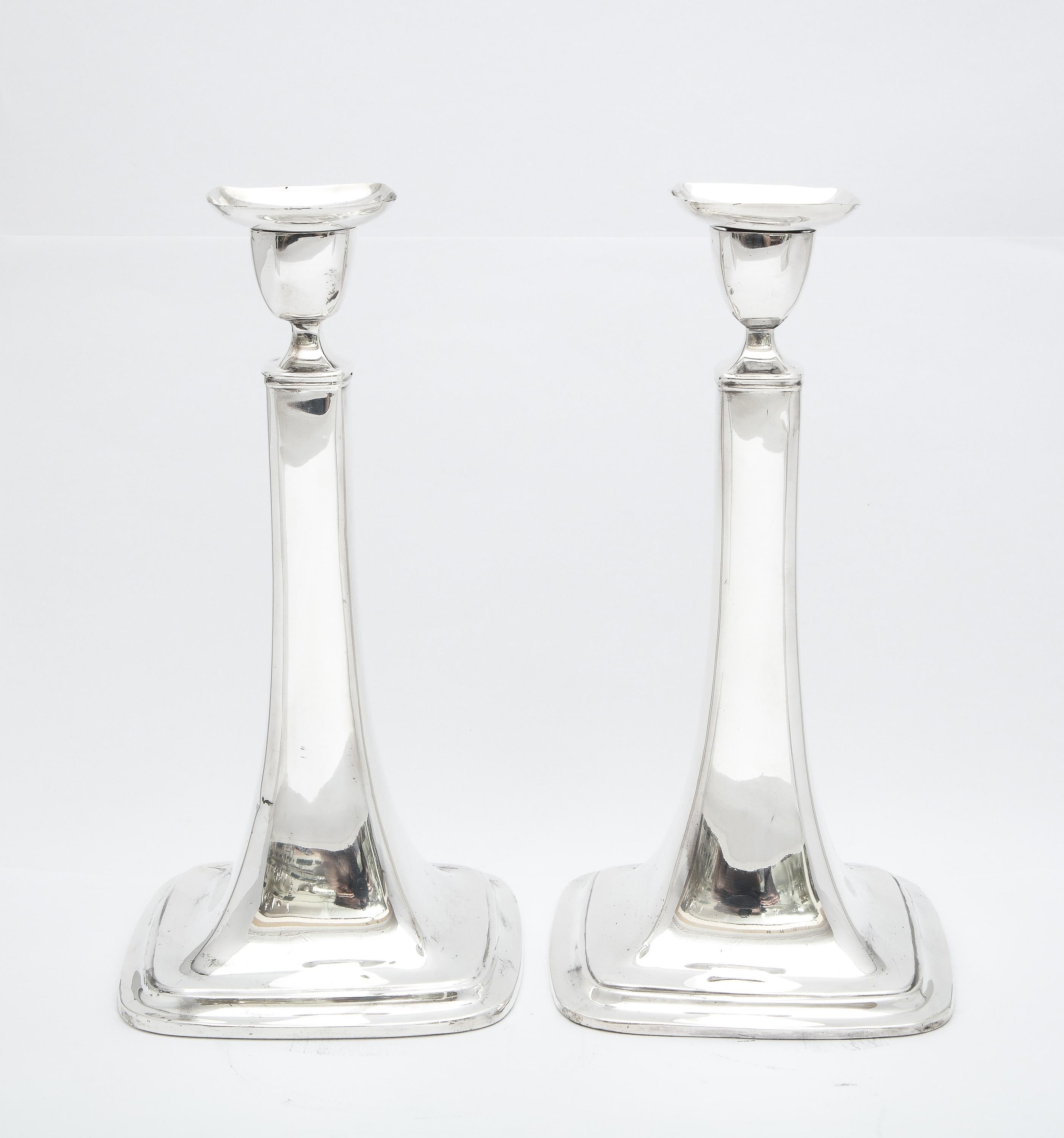 Tall Pair of Edwardian Period Sterling Silver Candlesticks 4