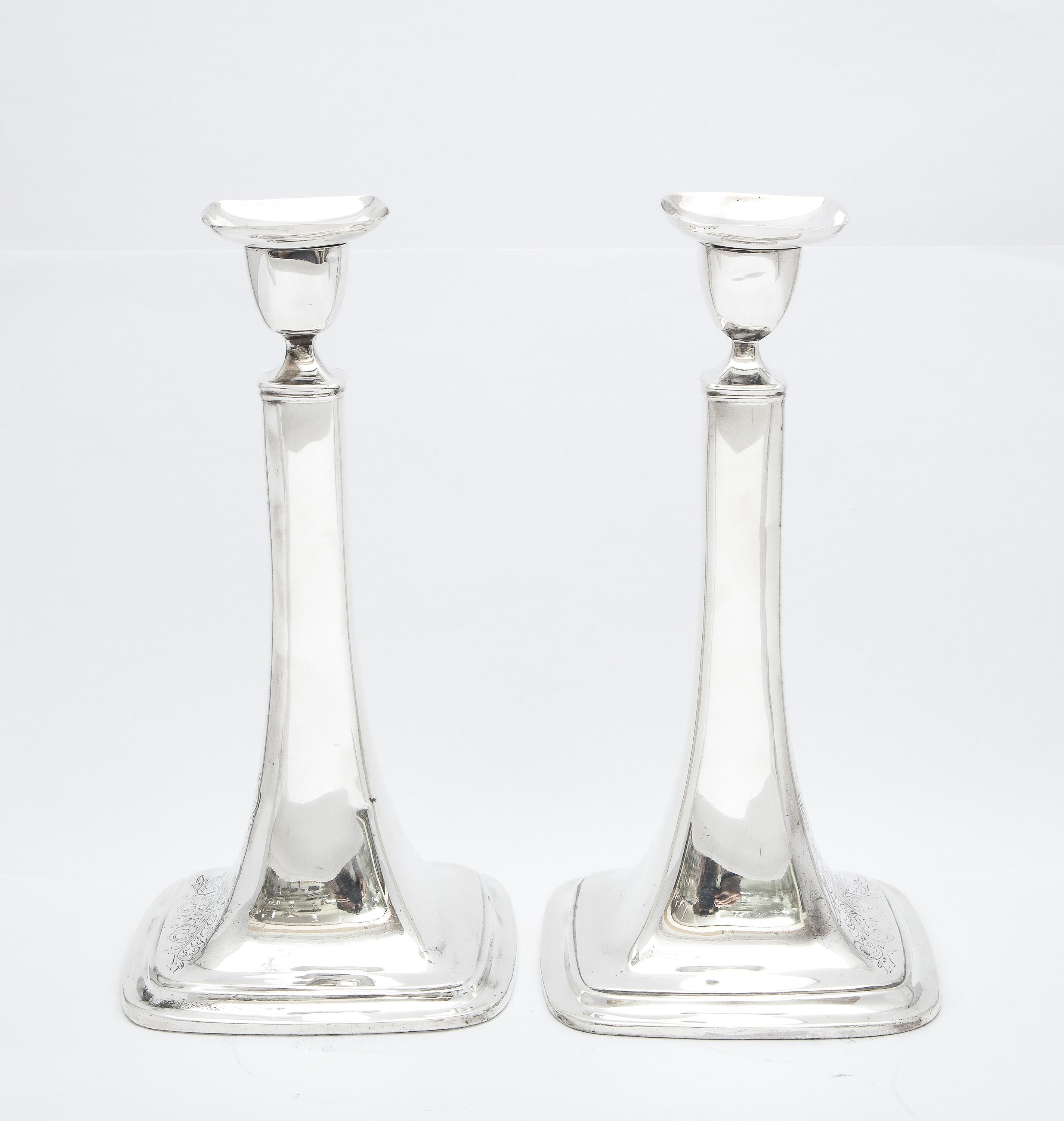 Tall Pair of Edwardian Period Sterling Silver Candlesticks 5