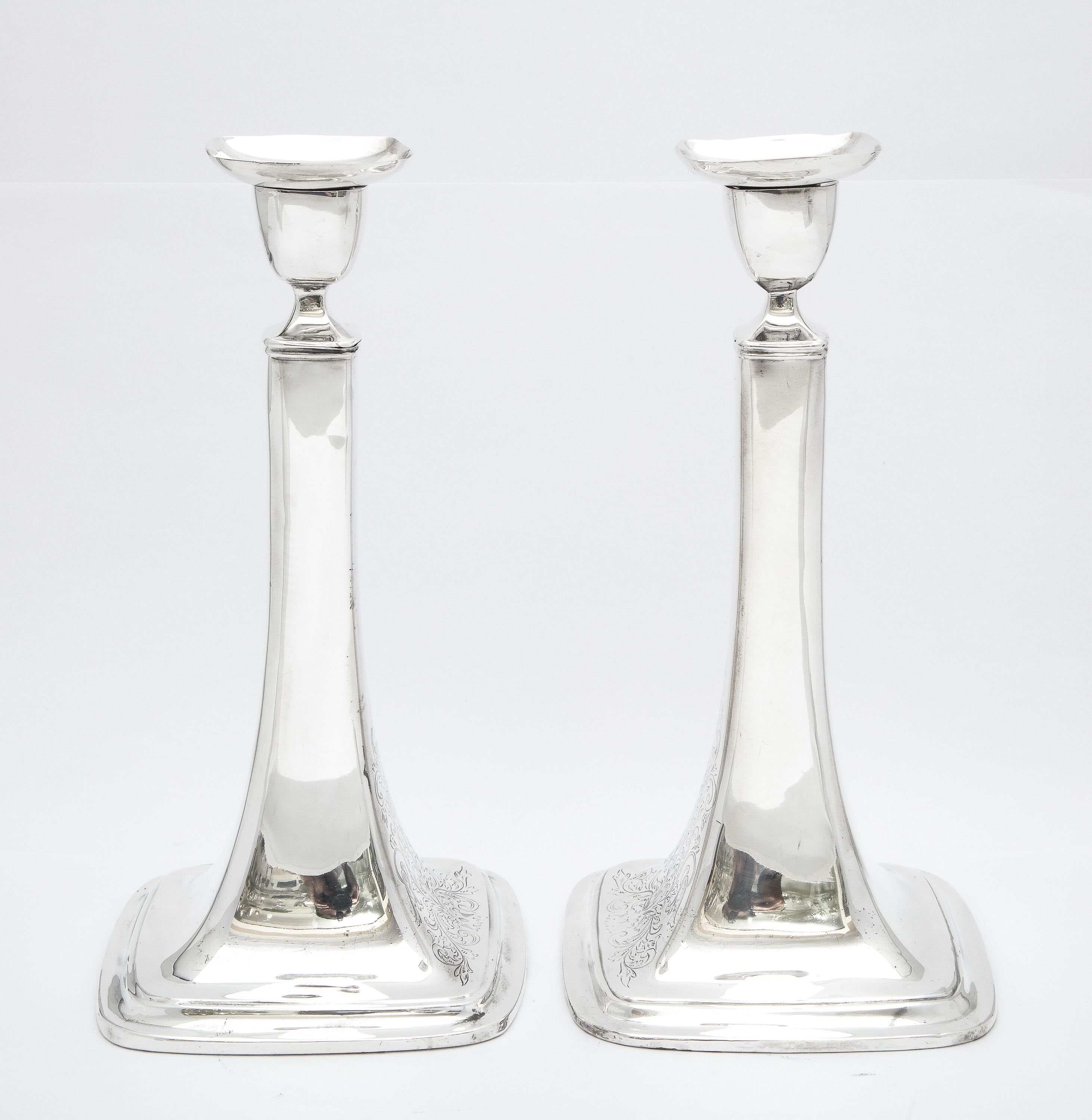 Tall Pair of Edwardian Period Sterling Silver Candlesticks 3