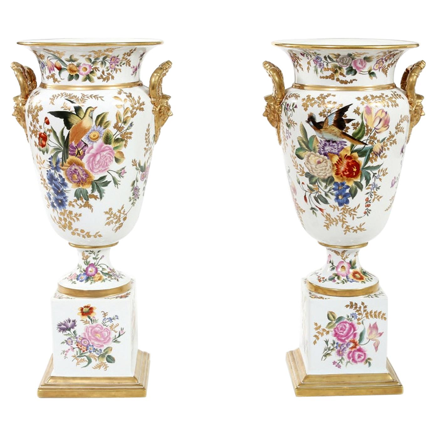 Tall Pair / English Porcelain Decorative Pieces / Vases