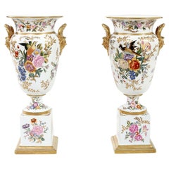 Tall Pair / English Porcelain Decorative Pieces / Vases