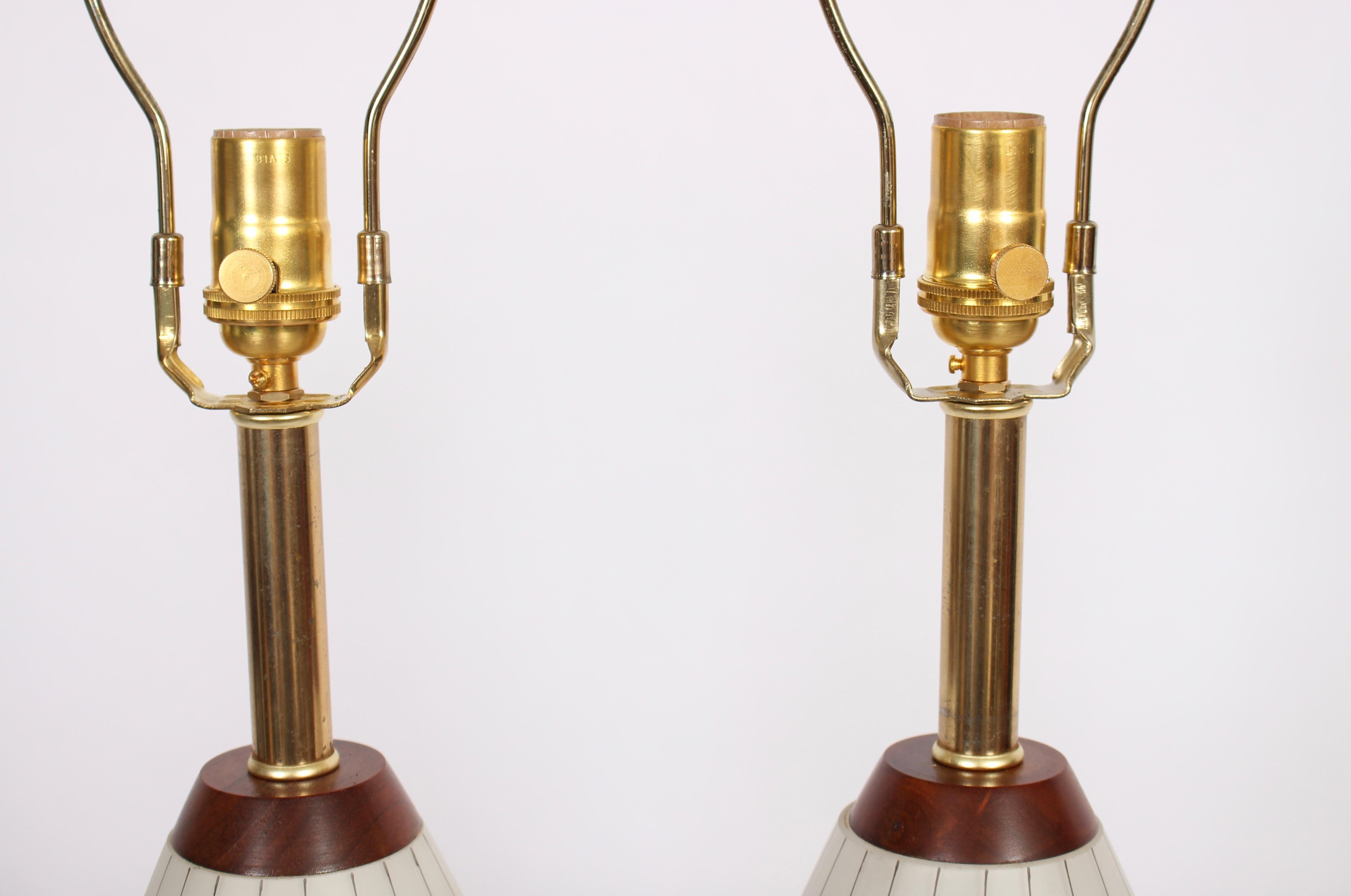Frosted Substantial Pair of White Glass with Sterling Silver Overlay Table Lamps, 1950's For Sale