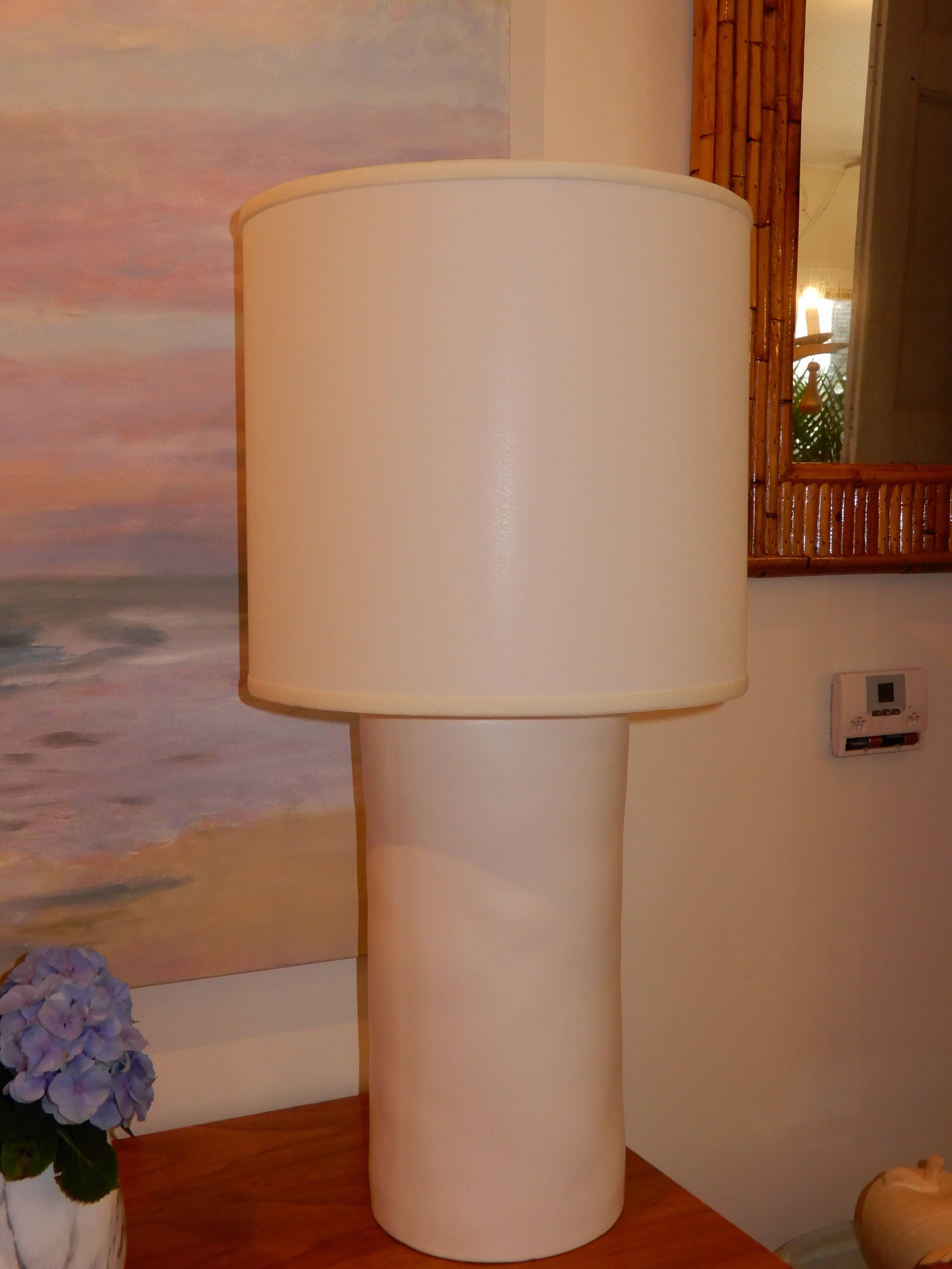 Tall Pair of Handcrafted Ceramic Modern Lamps In New Condition In Bellport, NY
