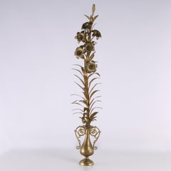 Tall Pair of Italian Brass Floral Garnitures or Sculptures