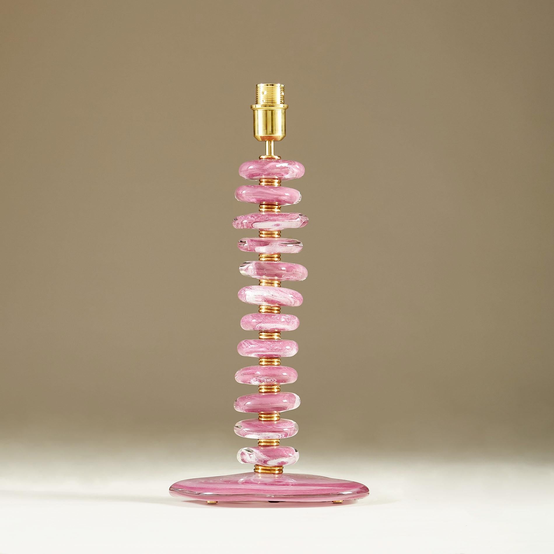 Contemporary Tall Pair of Italian Murano Pink/Purple Glass 'Pebble' Lamps