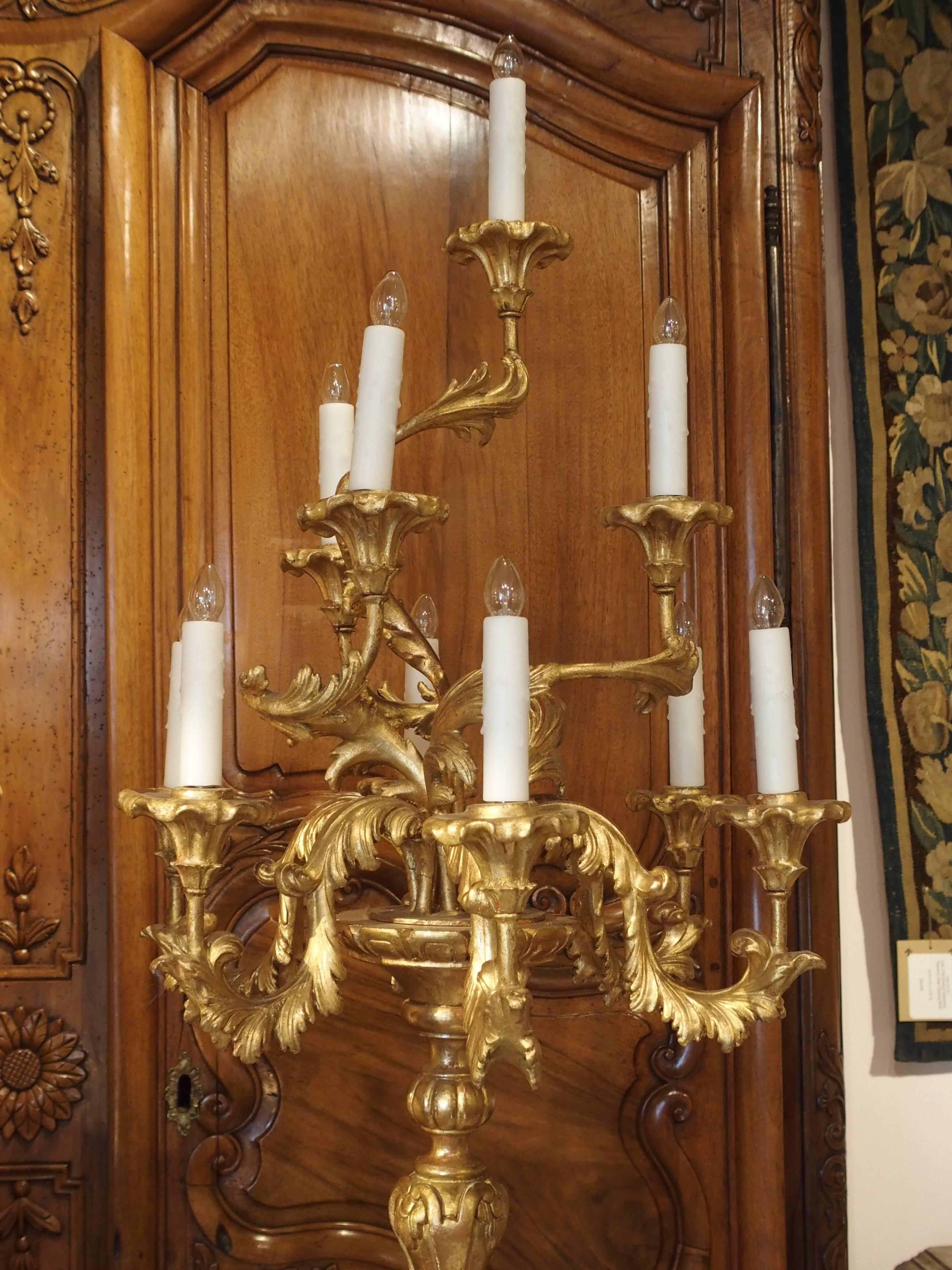Tall Pair of Louis XV Style Giltwood Torcheres from Italy 6
