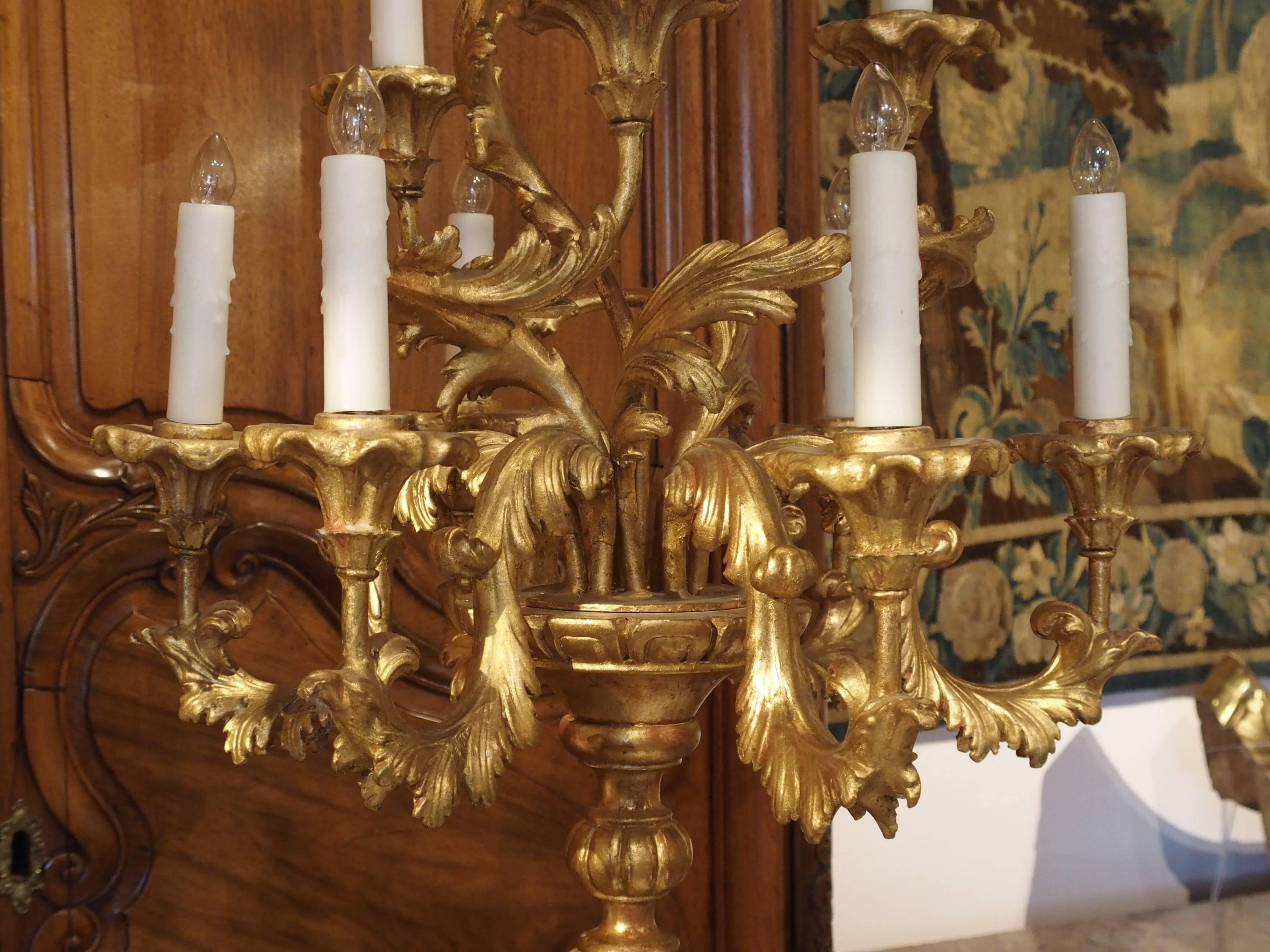 Tall Pair of Louis XV Style Giltwood Torcheres from Italy 7