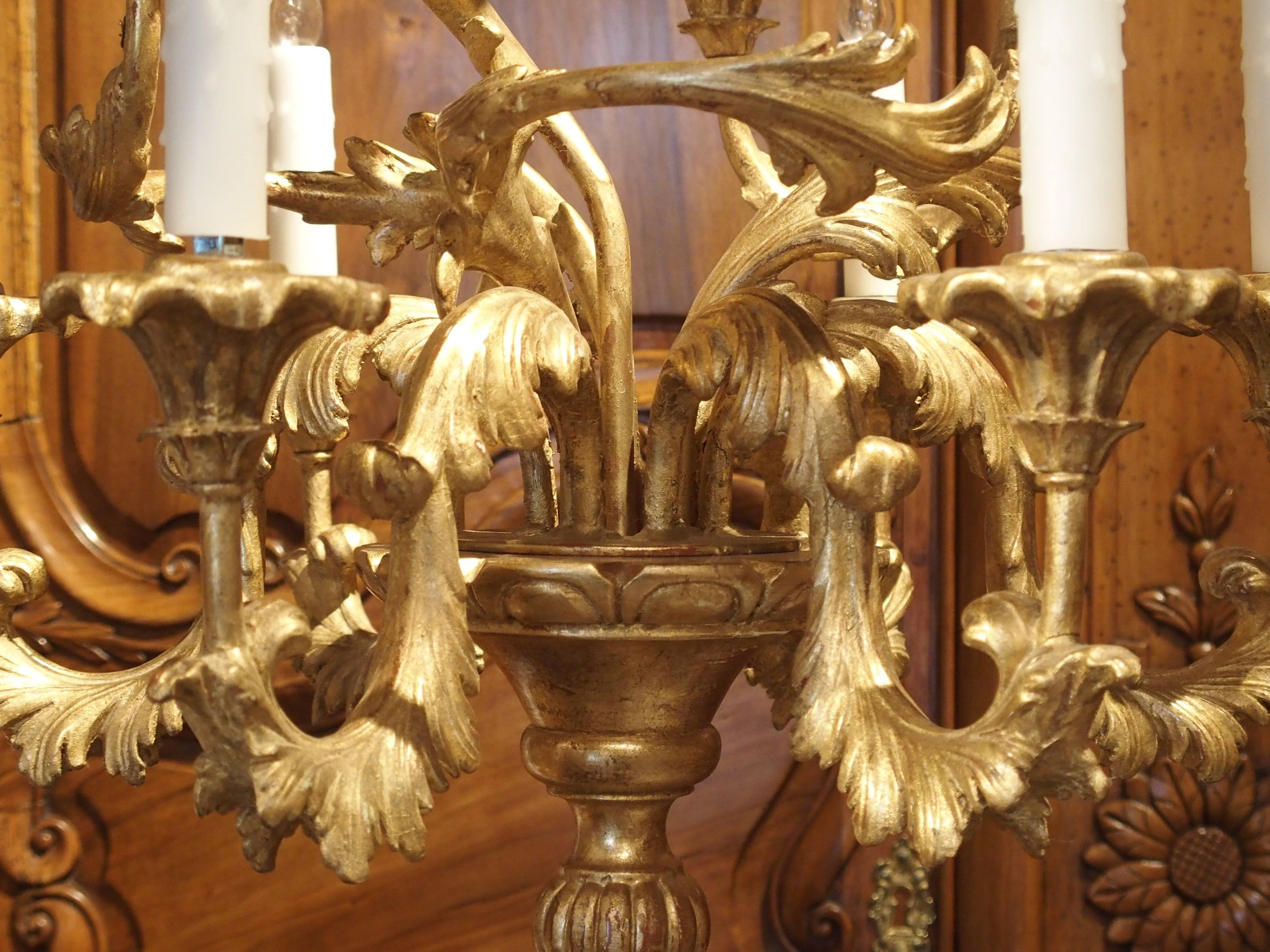 20th Century Tall Pair of Louis XV Style Giltwood Torcheres from Italy