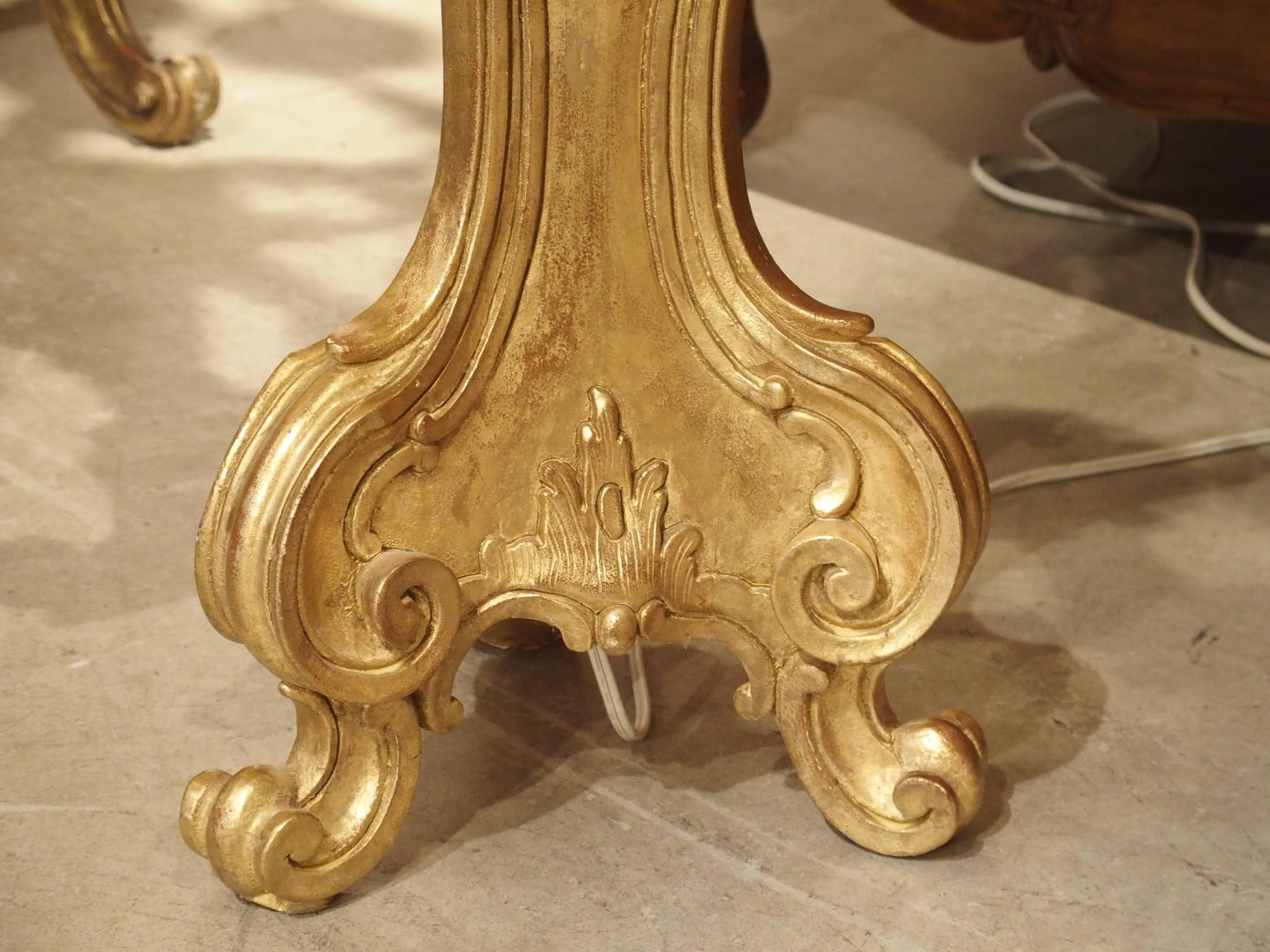 Tall Pair of Louis XV Style Giltwood Torcheres from Italy 1