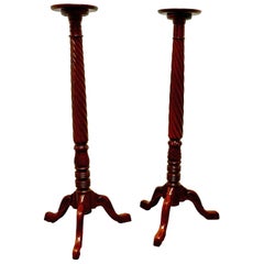 Antique Tall Pair of Mahogany Torchère or Lamp Stands