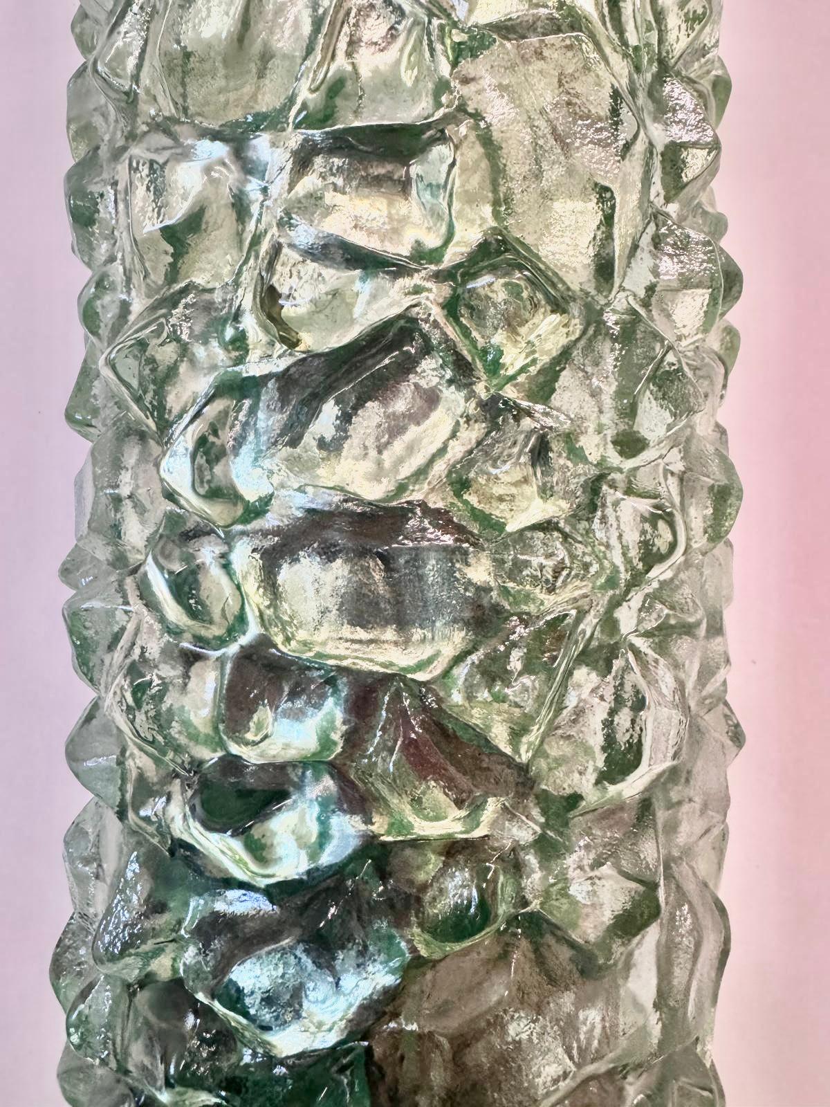 Italian Tall Pair of Murano Green Sconces For Sale