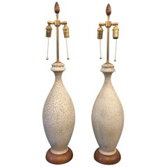 Used Tall Pair of Natural Lava Glaze Midcentury Lamps