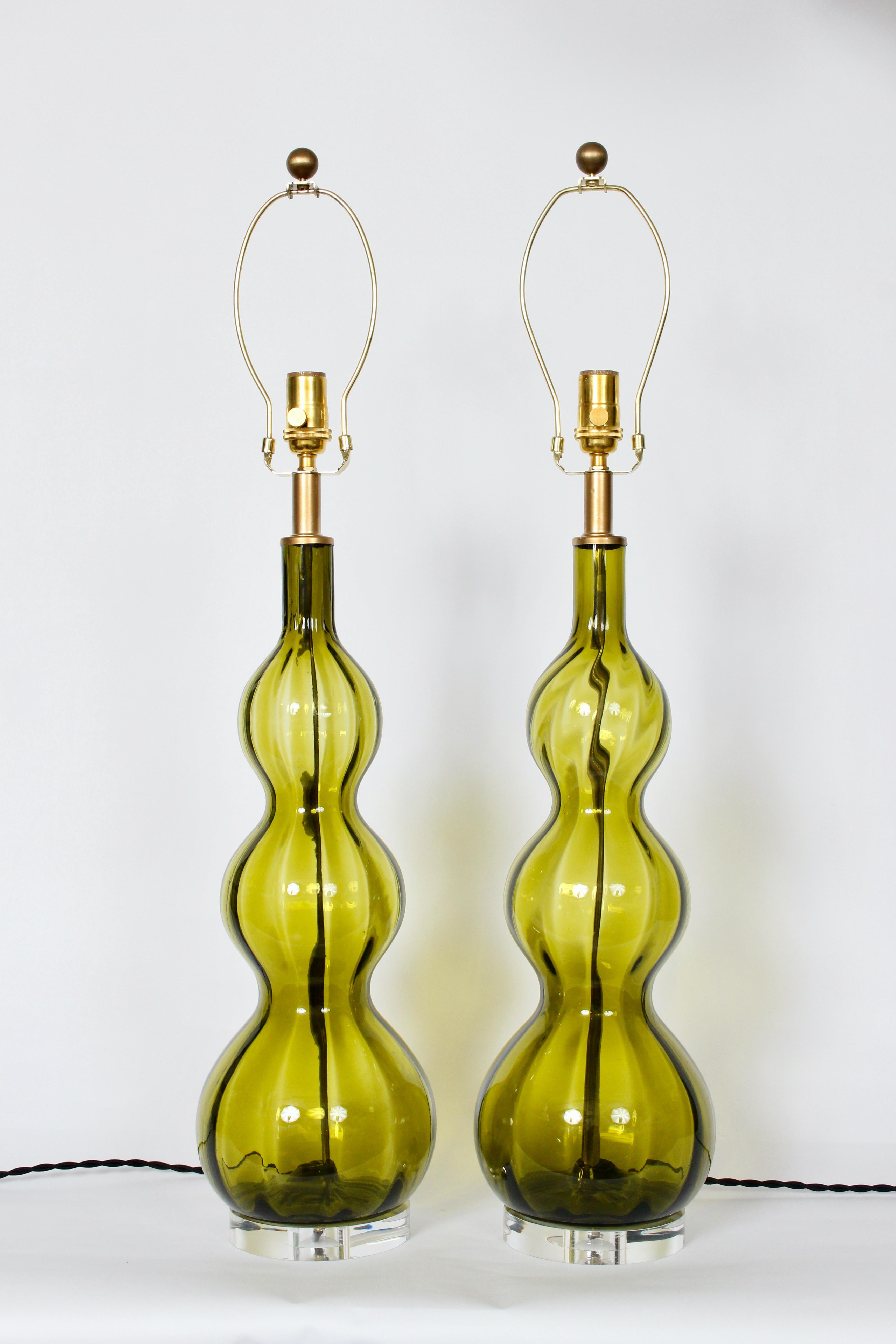 tall green lamps