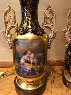 Tall Pair of Serves Style Table Lamps