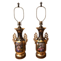 Tall Pair of Serves Style Table Lamps