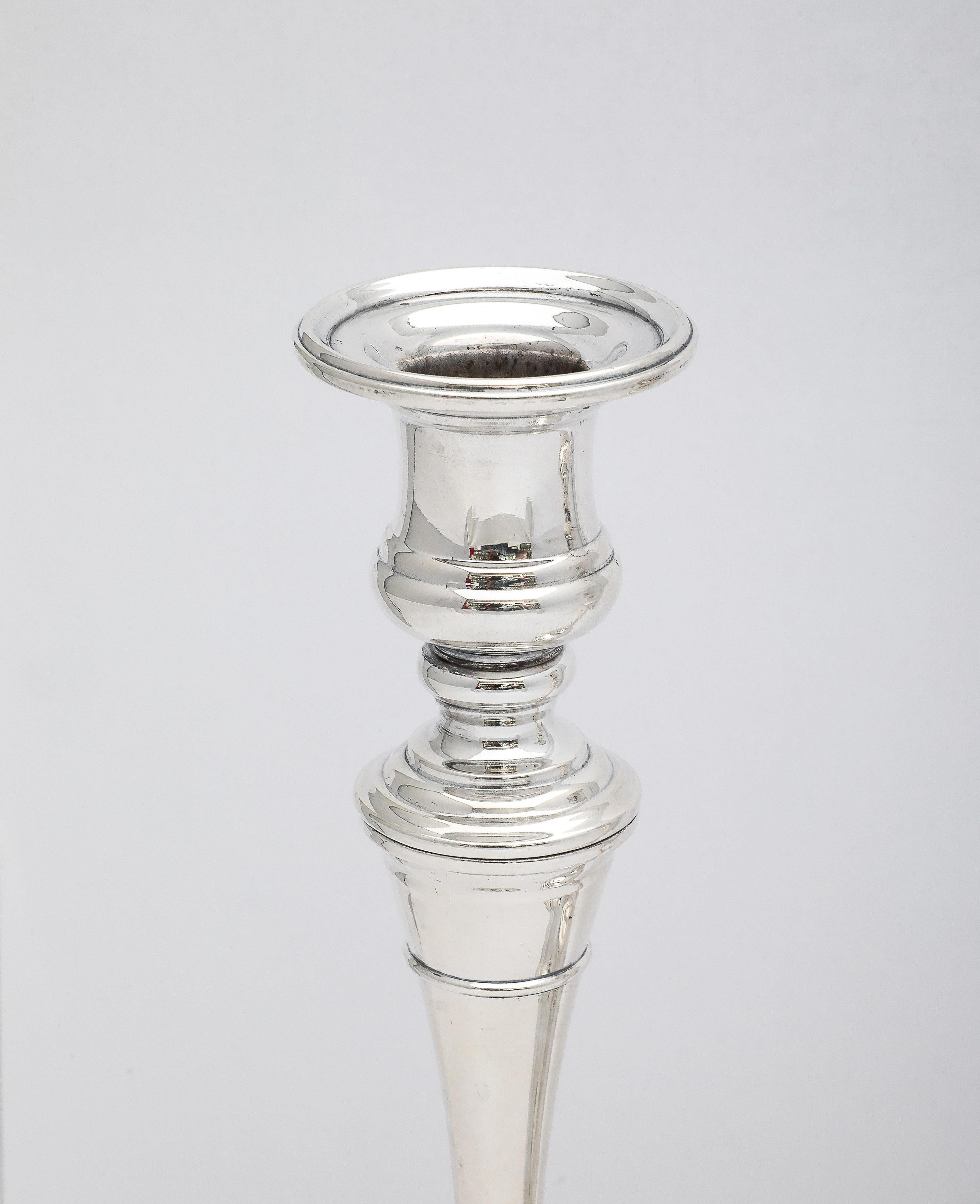 Tall Pair of Sterling Silver George III-Style Candlesticks - S. Kirk and Son In Good Condition For Sale In New York, NY