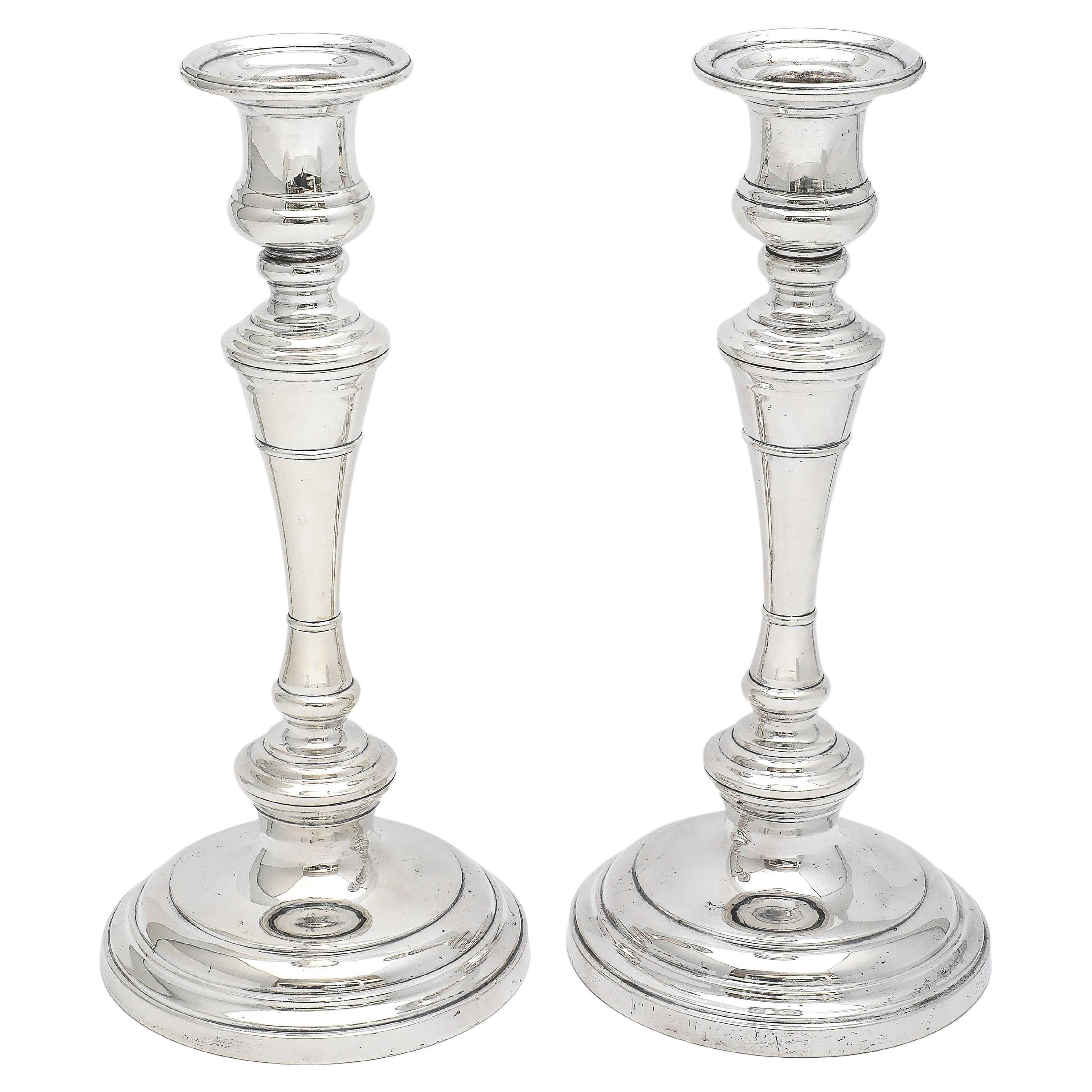  Tall Pair of Sterling Silver George III-Style Candlesticks - S. Kirk and Son For Sale