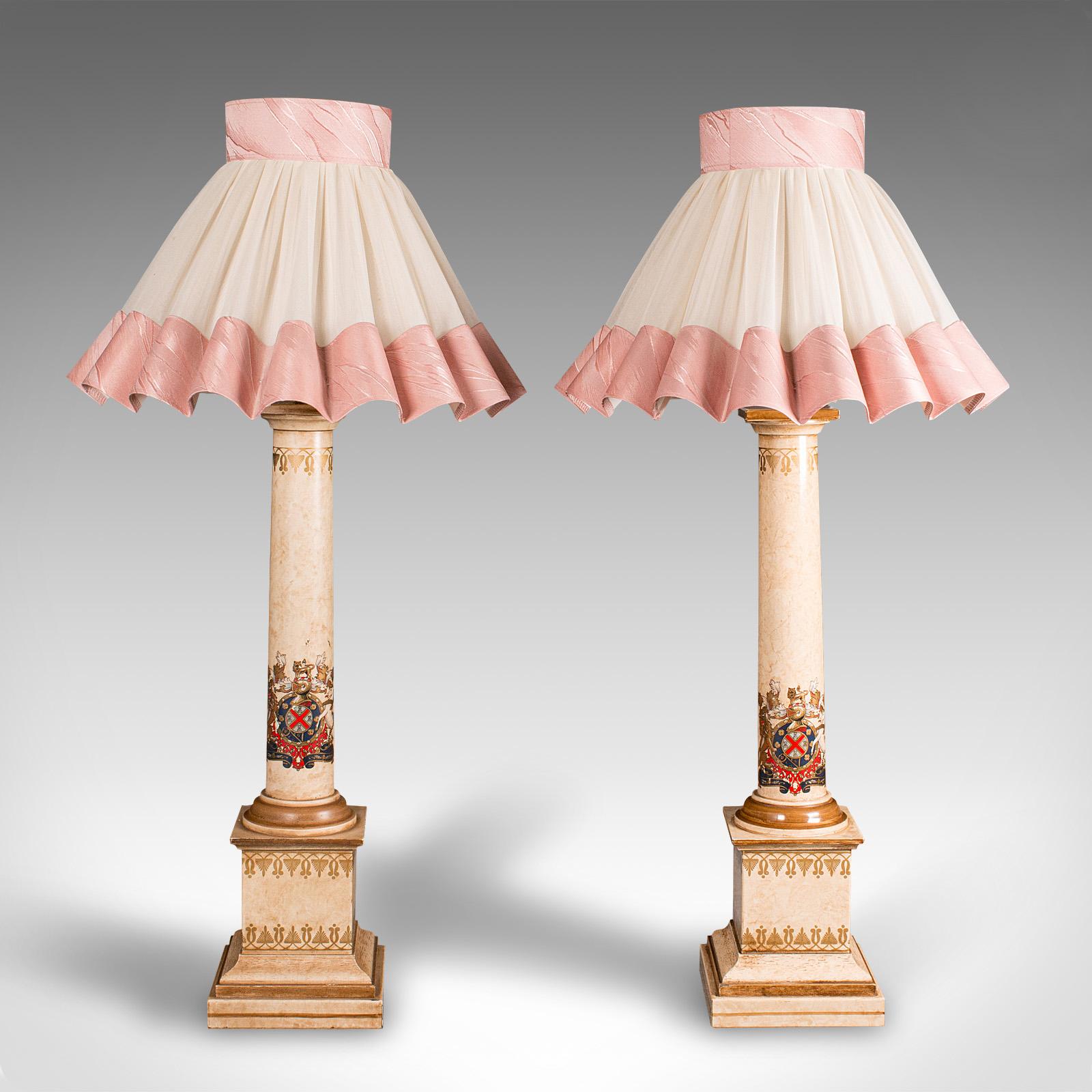 Mid-Century Modern Tall Pair Of Vintage Table Lamps, English, Decorative Light, Mid Century, C.1960 For Sale