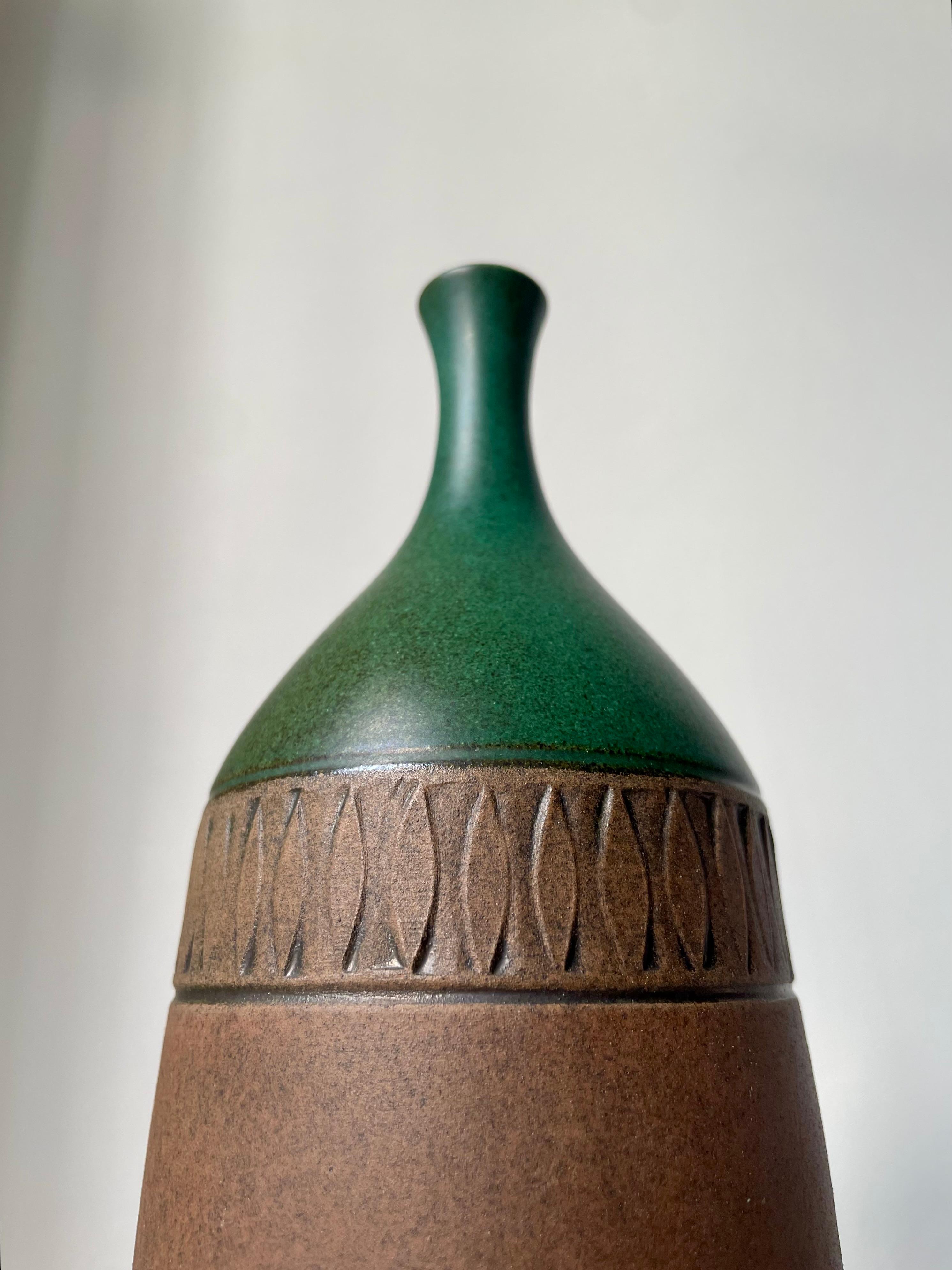 Swedish Tall Palmgren Handmade Ceramic Vase, 1960s  For Sale