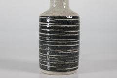 Tall Palshus Ceramic Table Lamp Grey with Blue Stripes APLS Danish Mid-Century