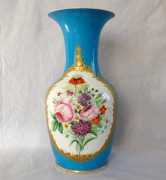 Tall Paris porcelain polychromatic and gilt vase, mid 19th century