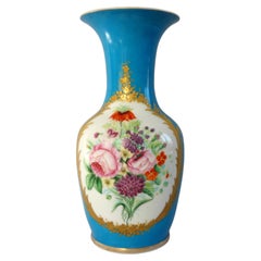 Tall Paris porcelain polychromatic and gilt vase, mid 19th century