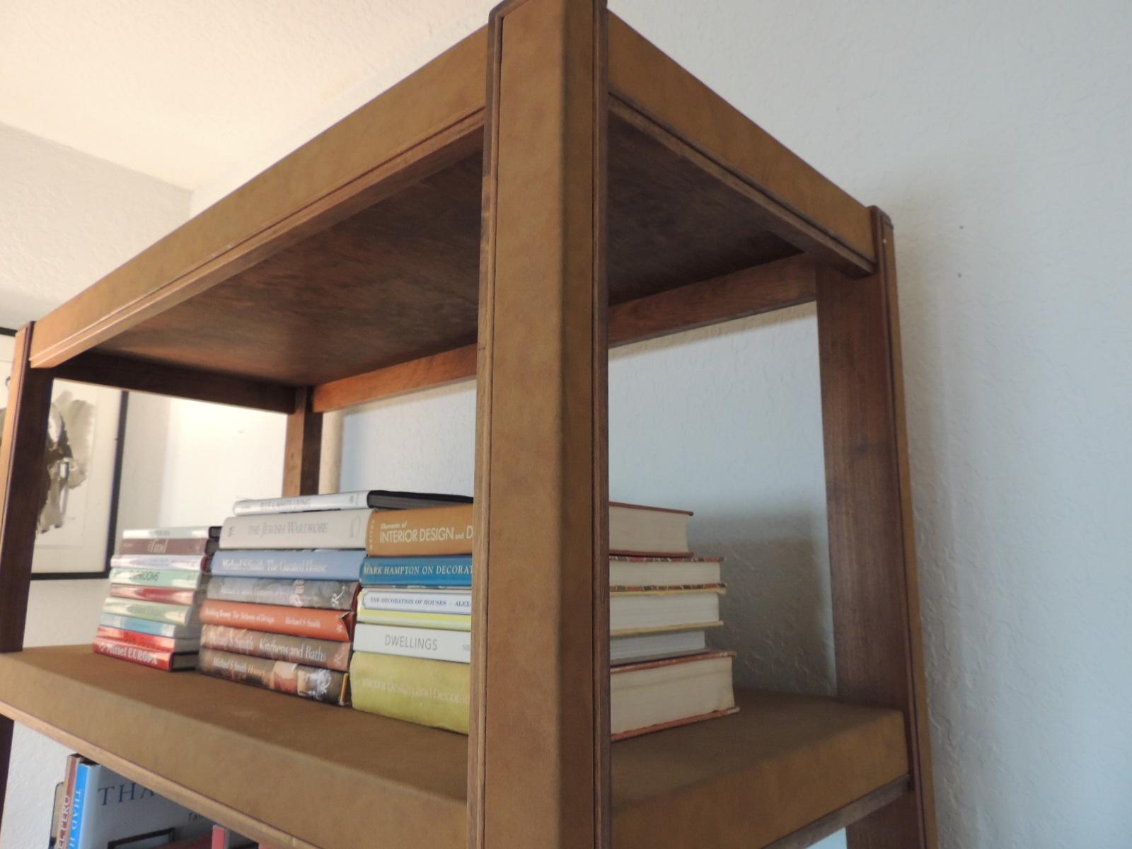 American Tall Parson Style Custom Designed Suede Bookcase
