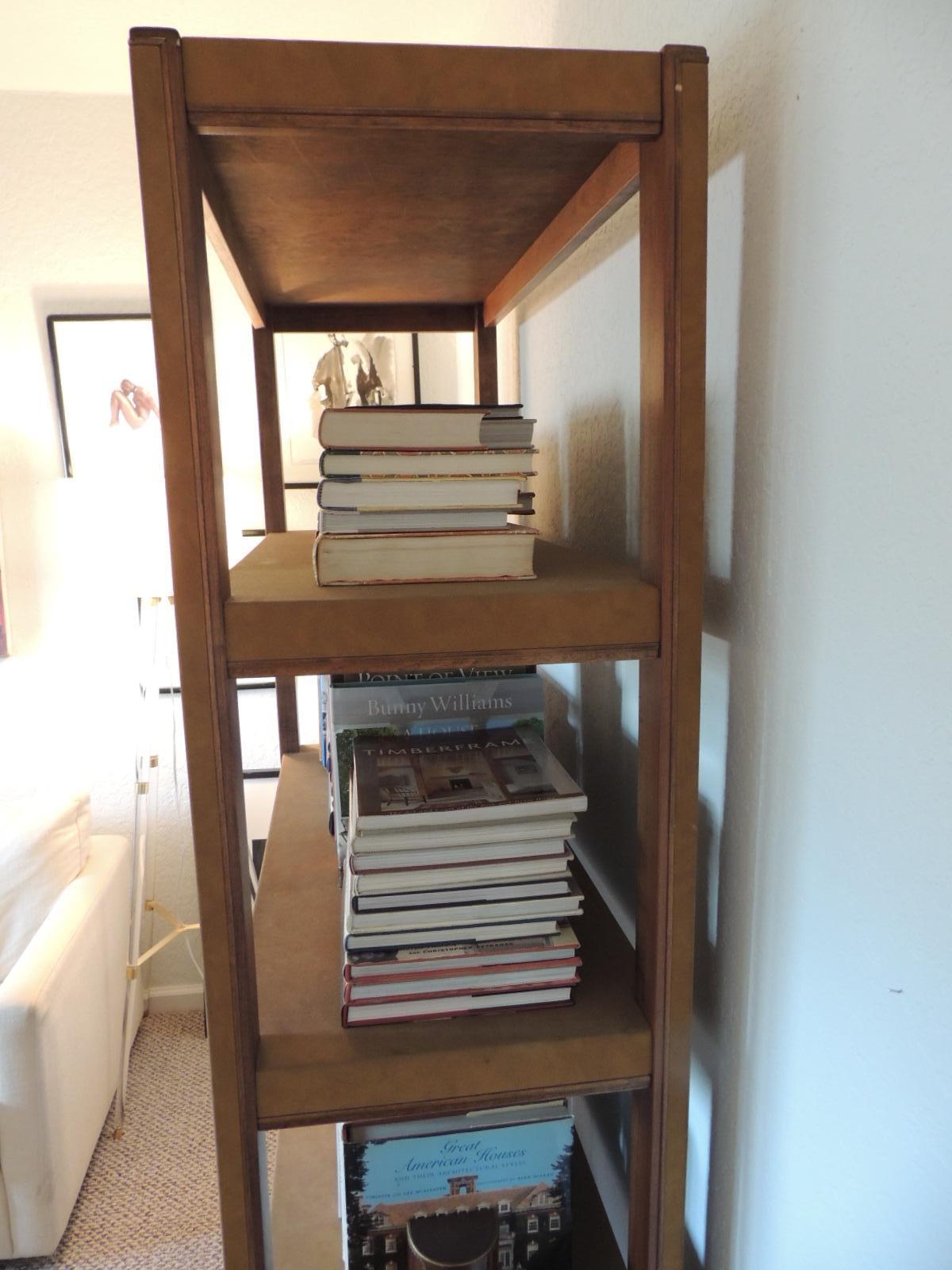 Hand-Crafted Tall Parson Style Custom Designed Suede Bookcase