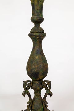 Tall Patinated Baluster Lamp w/ Antique Dolphin Details