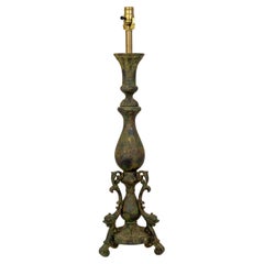 Tall Patinated Baluster Lamp w/ Antique Dolphin Details