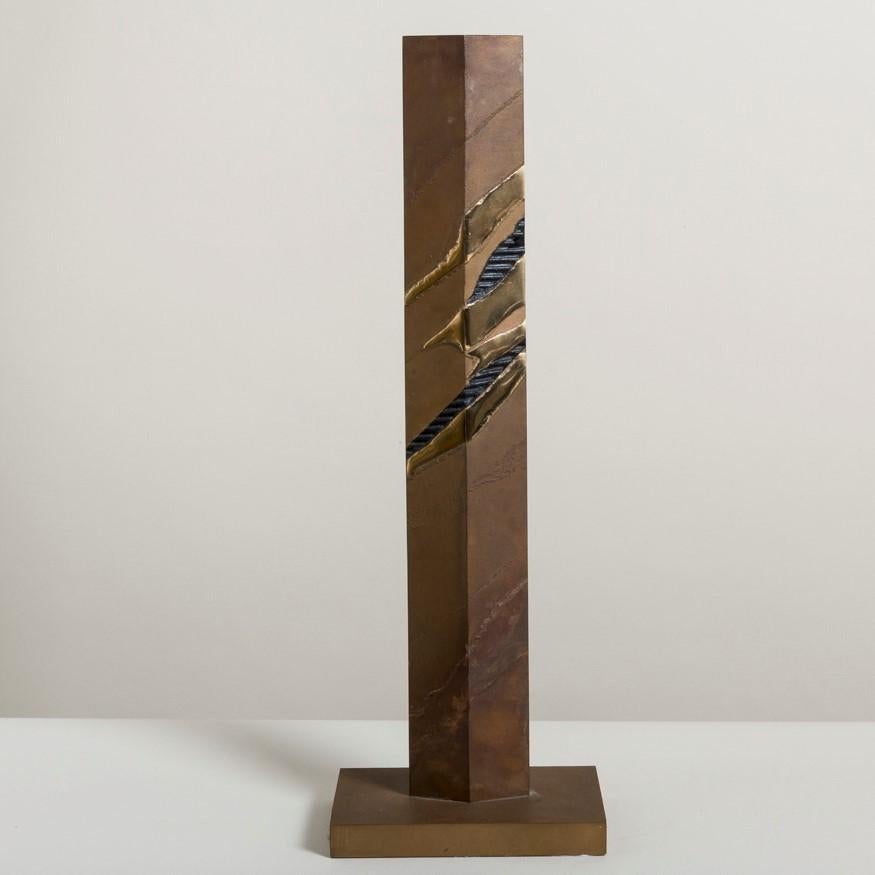 Tall Patinated Steel Sandstorm Inspired Table Sculpture, 1980s In Excellent Condition For Sale In London, GB