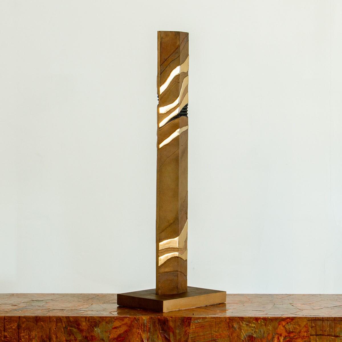 Tall Patinated Steel Table Sculpture, 1980s 5