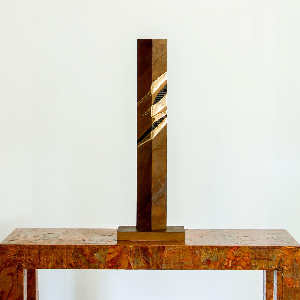 Tall Patinated Steel Table Sculpture, 1980s 1