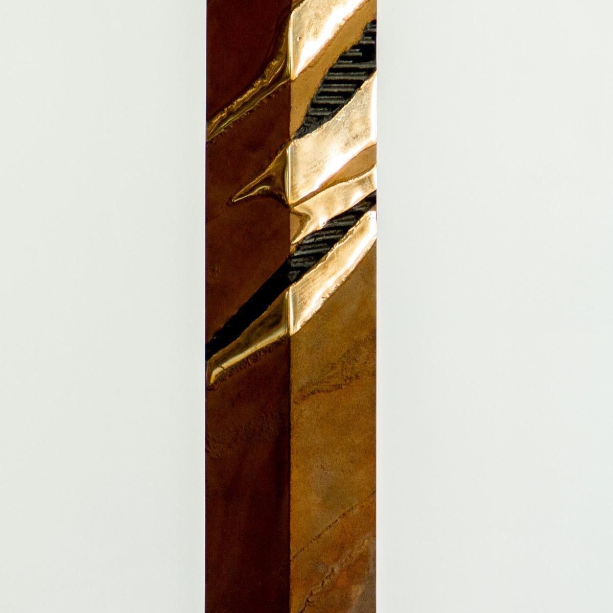 Tall Patinated Steel Table Sculpture, 1980s 3