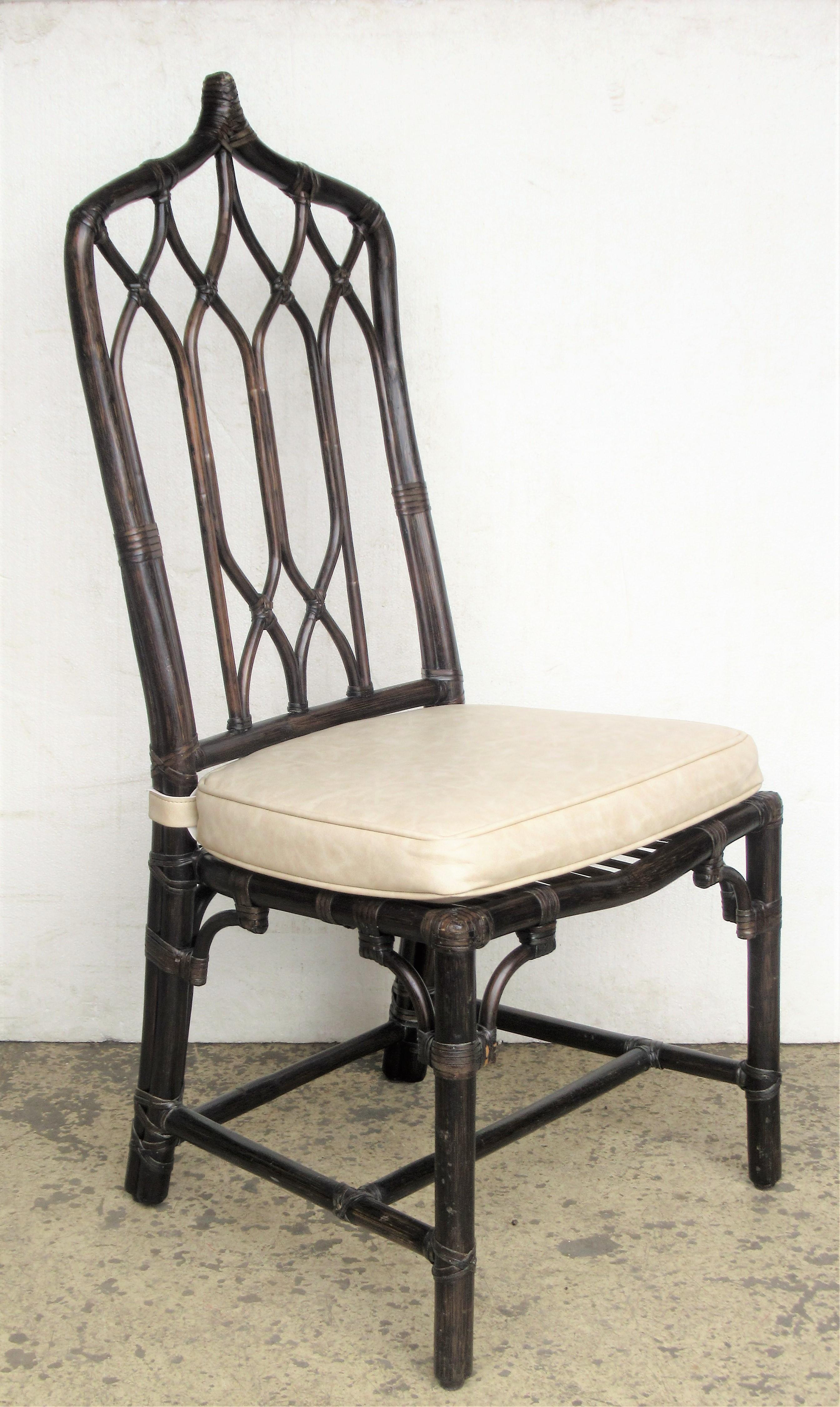 20th Century Peak Top Bamboo Rattan Chairs by McGuire