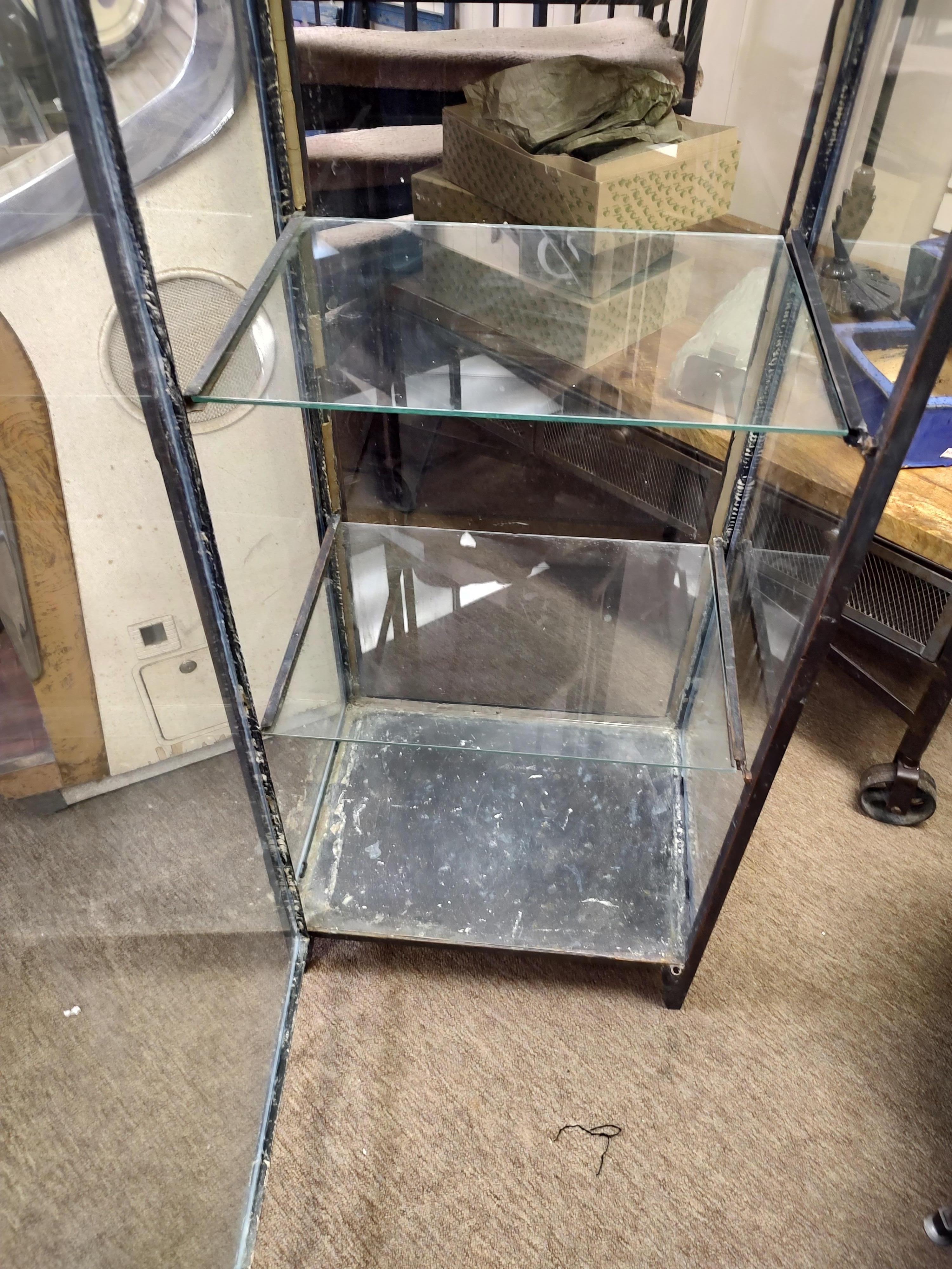 Tall Peaked Top Glass & Iron Vitrine Dry Bar Industrial Cabinet 1