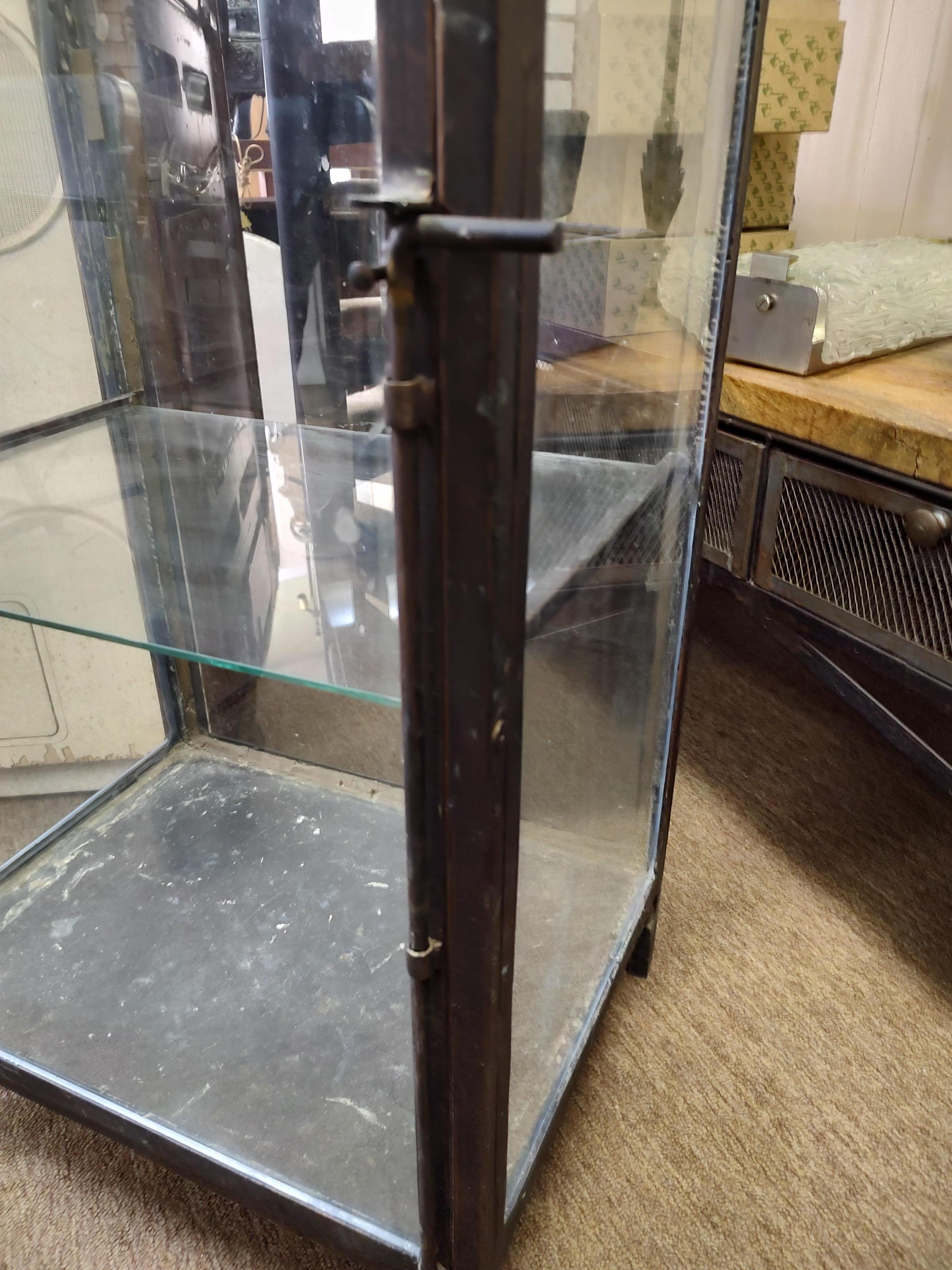 Tall Peaked Top Glass & Iron Vitrine Dry Bar Industrial Cabinet 3