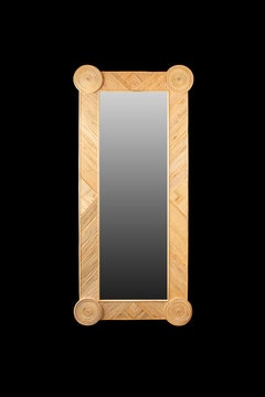 Tall Pencil Reed Rattan Geometric Wall Mirror 58.5"H