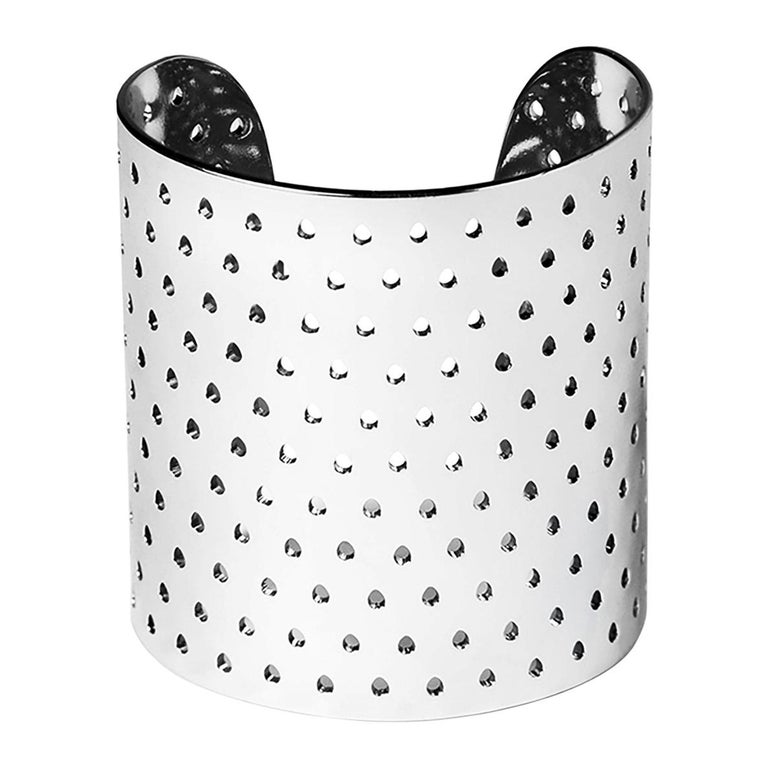 Tall Perforated Bracelet Cuff, 935 Silver For Sale