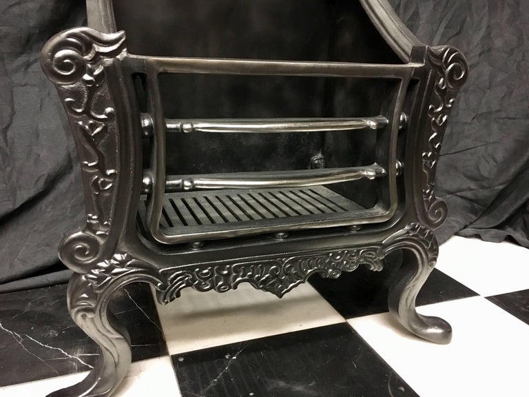 Tall Period Cast Iron Rococo Style Fire Grate For Sale at 1stDibs
