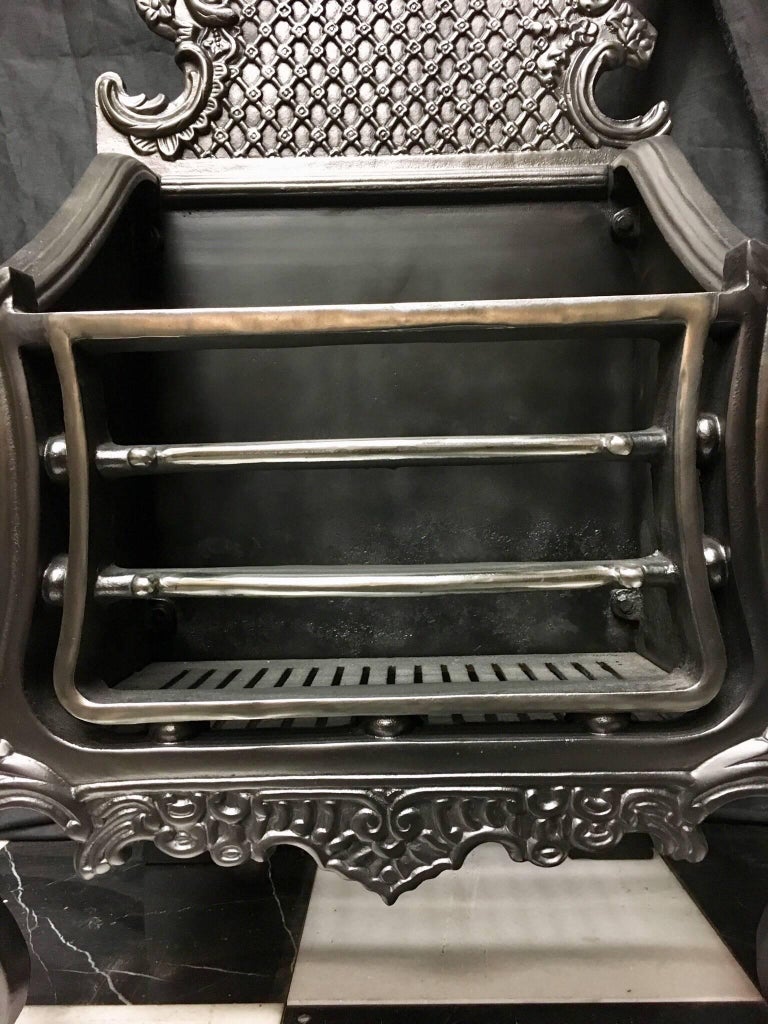 Tall Period Cast Iron Rococo Style Fire Grate For Sale at 1stDibs