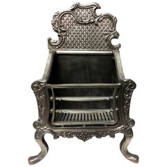 Grande grille de cheminée d'époque en fonte de style rococo