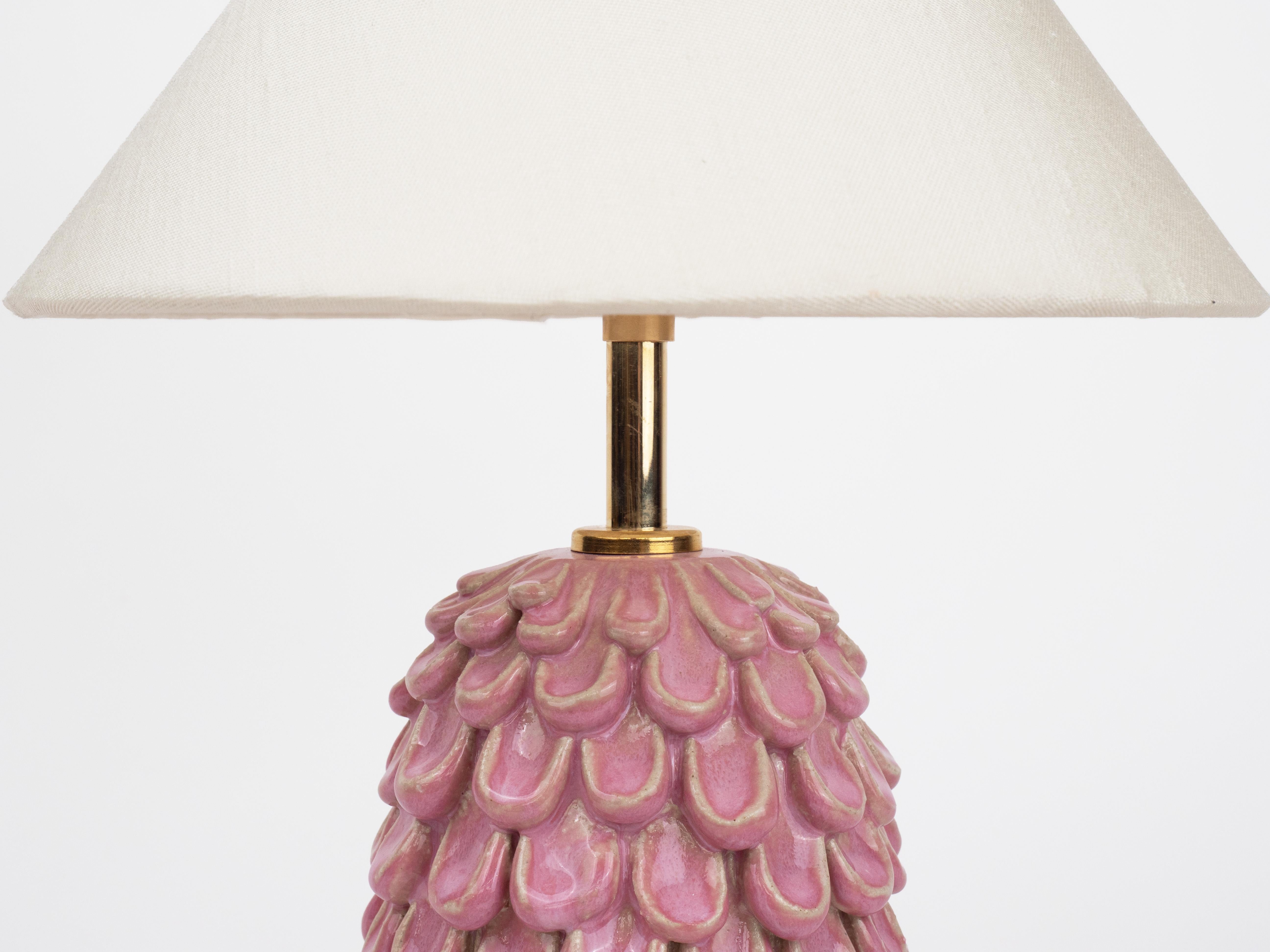 European Tall Petal Pink Table Lamp For Sale