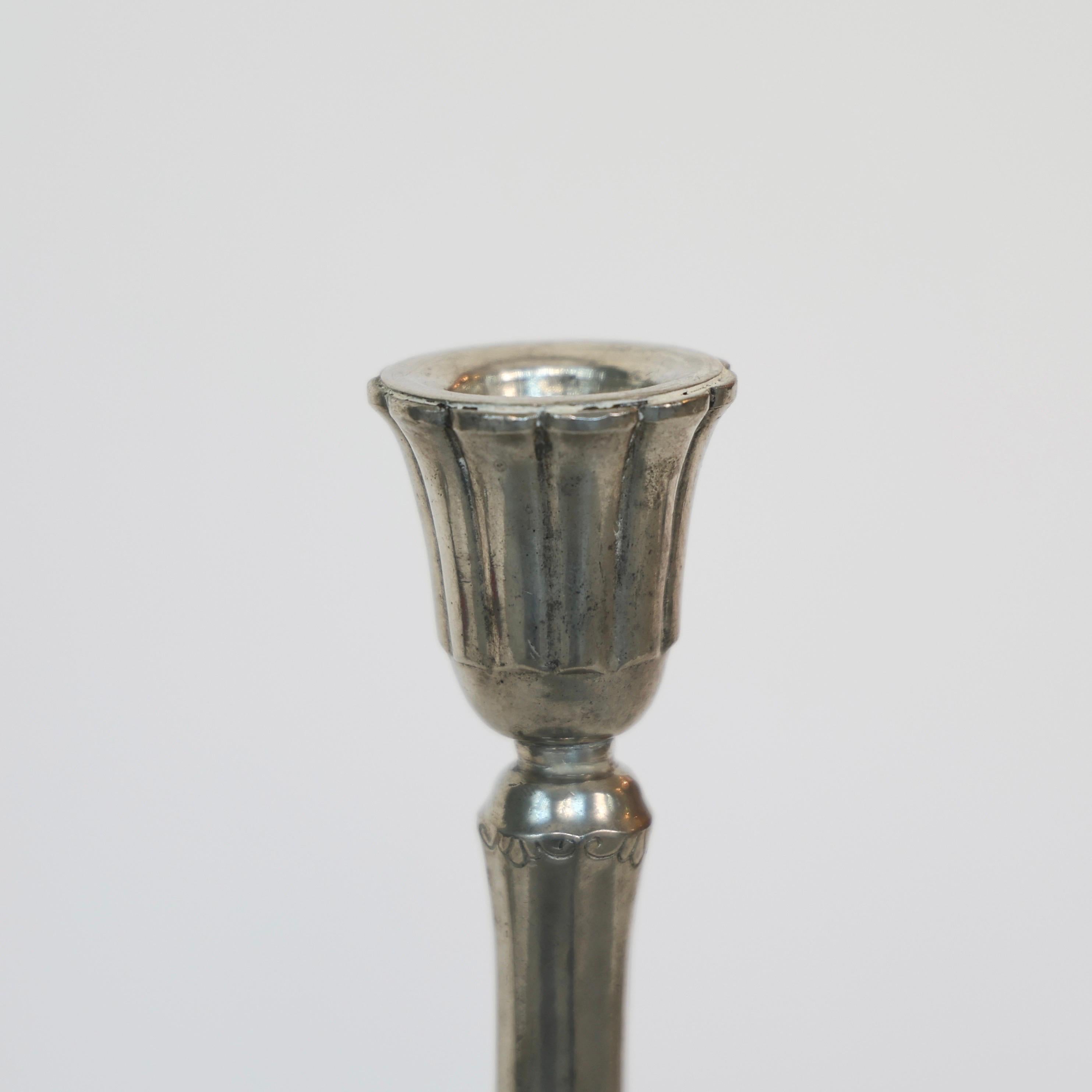 Tall Pewter Candlestick Holders by Just Andersen, 1920s, Denmark For Sale 1