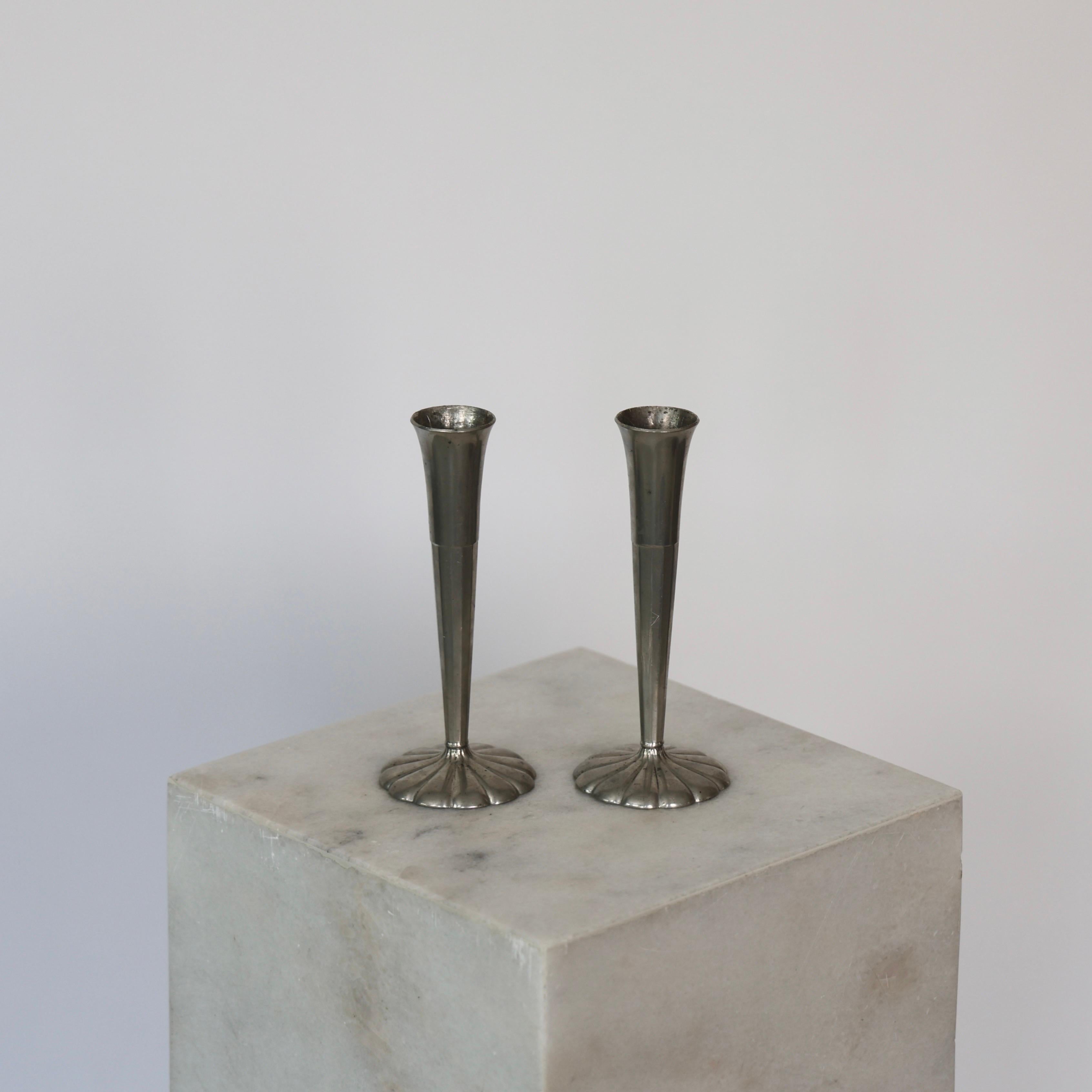 Danish Tall Pewter Vases by Just Andersen, 1920s, Denmark For Sale