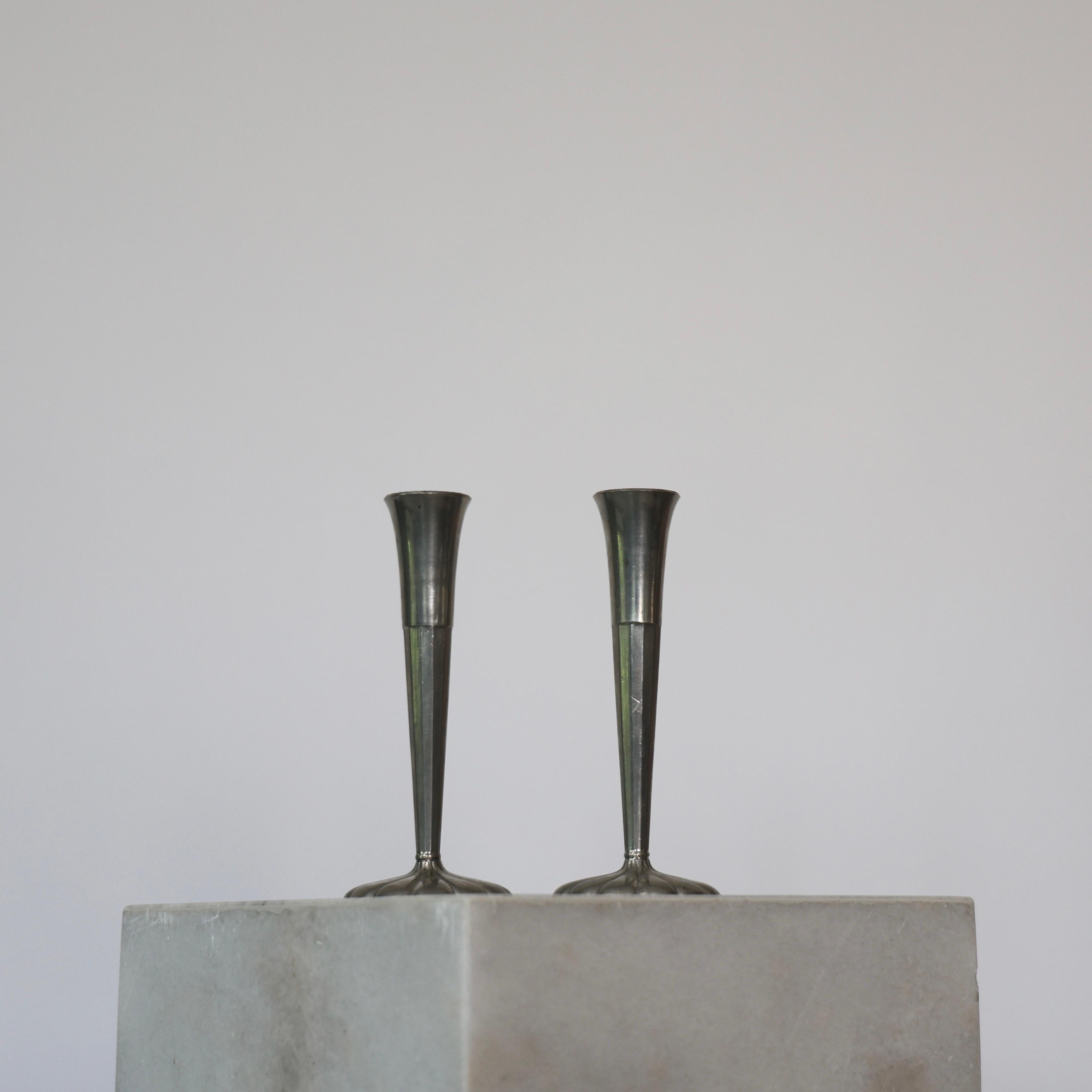 Tall Pewter Vases by Just Andersen, 1920s, Denmark In Good Condition For Sale In Værløse, DK