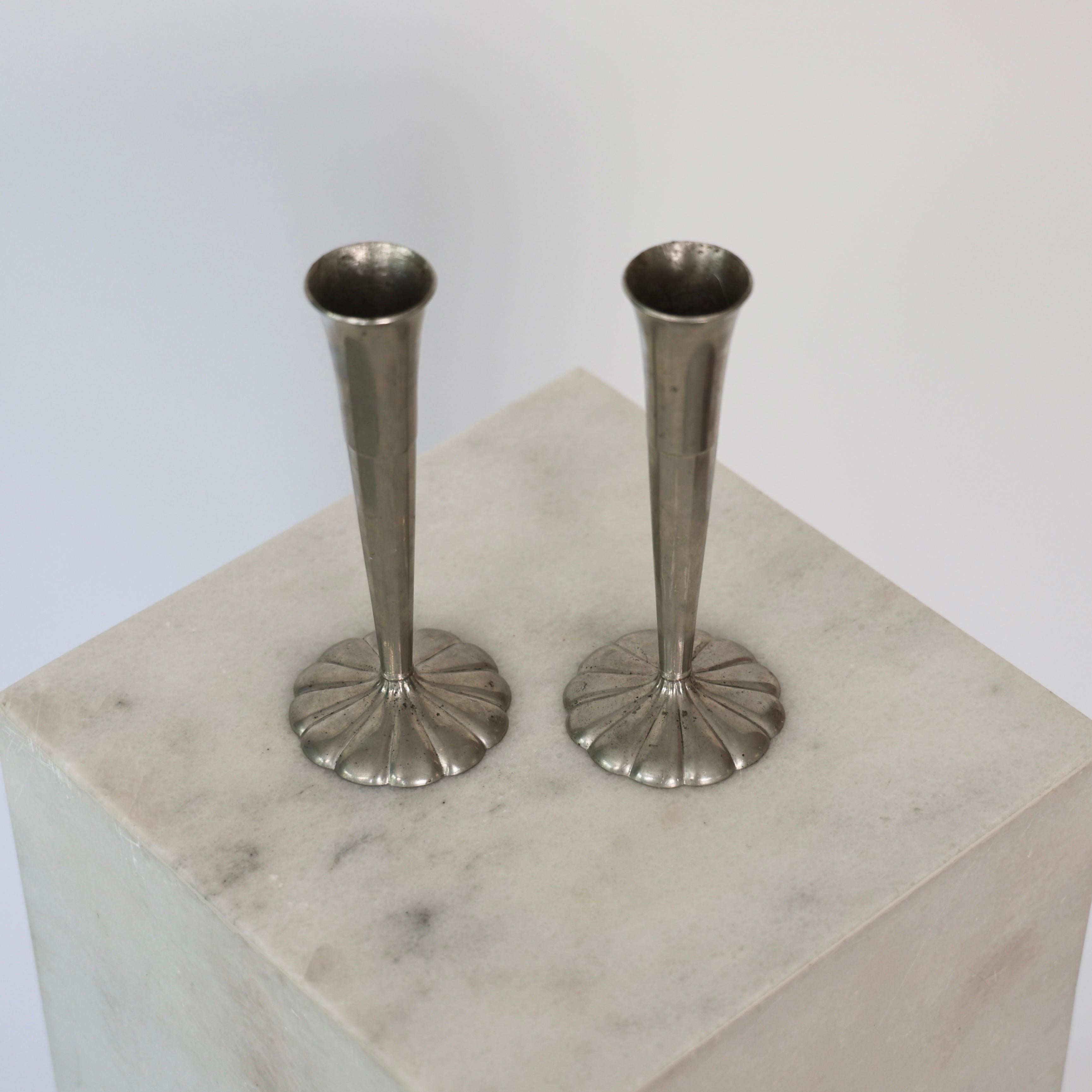 Early 20th Century Tall Pewter Vases by Just Andersen, 1920s, Denmark For Sale