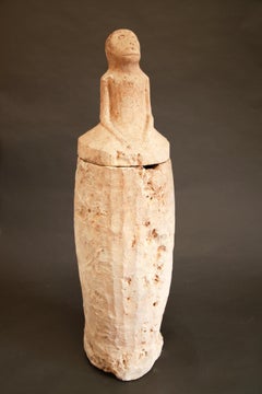 Tall Philippine Lidded Limestone Secondary Burial Jar, 11th-15th Century