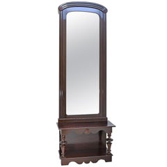 Tall Pier Mirror with Console in Dark Mahogany, Baltic Region, circa 1910